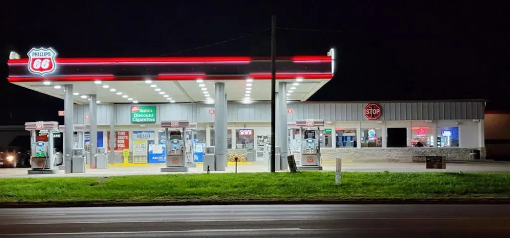 Martin&rsquo;s 1-Stop storefront at night